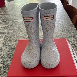 Hunter Kids' Gold Speckle Rain Boots